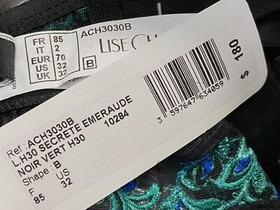 $180 Lise Charmel Women Green Scalloped Lace Demi Bra Size 85B (32B)