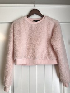 Forever 21 Fuzzy Pink Crop Top Long Sleeve Sweater Size Small Ebay
