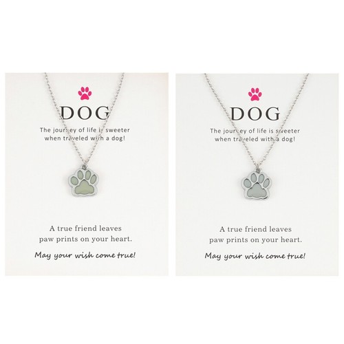 Glow in the Dark Necklace Luminous Dog Paw Pendants Necklaces for Mens