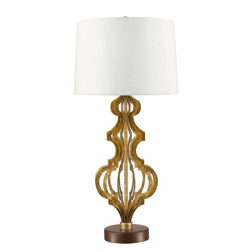 Lampada da Tavolo Lampada Lato Soggiorno Acciaio Crema Oro H 88,7 CM 1 Fiamma
