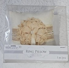 NEW Rustic Ring Bearer Pillow Antique Cream/Beige color Burlap