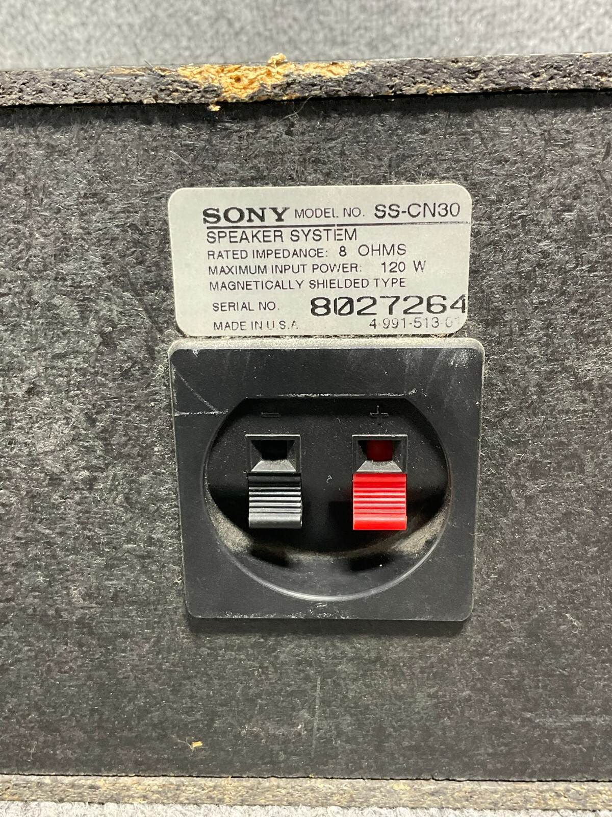 Sony Center Channel Speaker Only SSCN30, Max Power 120W 8 Ohm, In