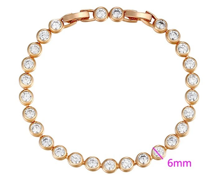 Luxus Armband Tennis Zirkonia Kristalle 750er Gold 18K vergoldet Damen 18,5-20cm - Bild 2 von 4