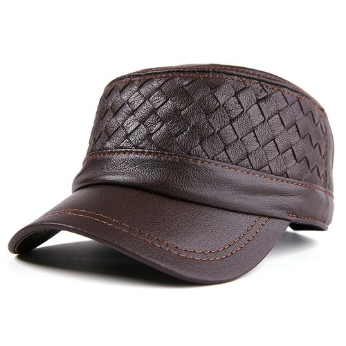 Cappello da baseball uomo 100% vera pelle pieno fiore invernale caldo pelle di pecora - Foto 8 di 9