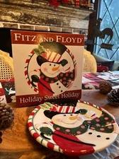 Fitz and Floyd "Holiday Sweet Holiday" Snowman Serving Plate New in Box, Retired