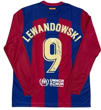 2023/24 Robert Lewandowski Signed FC Barcelona Jersey Barça BAS Beckett Witness