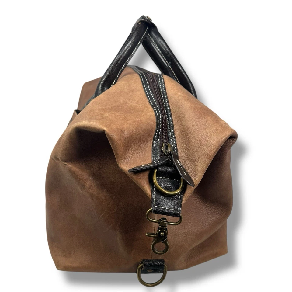 Bolso de Lona Timberland Cuero Marrón Llevar Fin de Semana Clásico De Colección Años 80 Foto 4 de 4