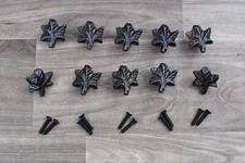 Pomelli per ante cassetto armadio in ghisa foglia fatti a mano maniglie tirar...