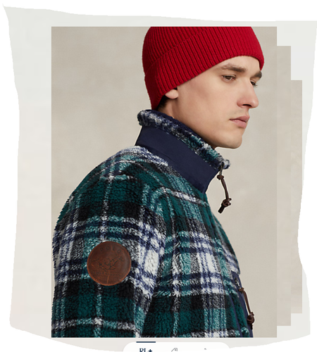 Polo Ralph Lauren Herren kariert Flor Fleece Jacquard Jacke £350 authentisch - Bild 5 von 13