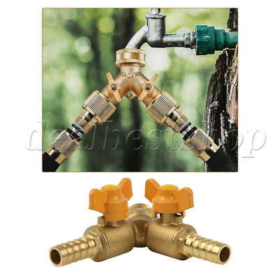 Brass Hose Y Splitter 2 Valve for Change Flow Direction 0.79'' x 0.41''