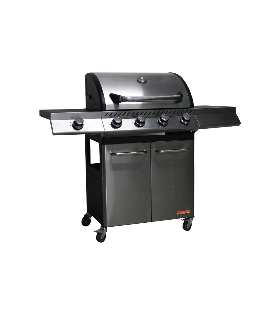 BARBECUE A GAS BRASILE 4 FUOCHI E FORNELLO LATERALE, 130X54X110 CM - SANDRIGA...