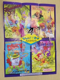P&oacute;ster insertado Camerica Codemasters 4 Quattro Dizzy Robin Hood NES Nintendo solamente