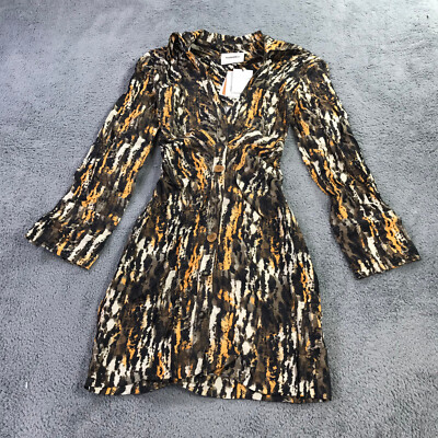 Nanushka Dress Womens XS Zada Shirt Dress In Watercolor Abstract-Print