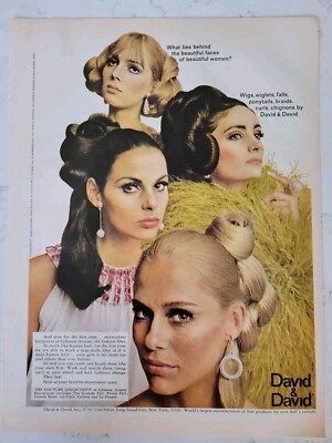 1967 David & David Couture collection hair pieces wigs for women vintage ad