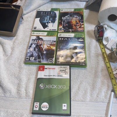 LOT Of (5) BUNDLE,dead Space,battlefield 3&4 Halo 4 ,Alain Colonial Marines