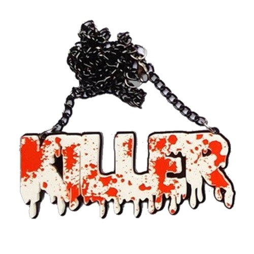 Halloween Large Punk Gothic Dripping Blood Splatter Killers Pendant Necklace - Bild 11 von 11