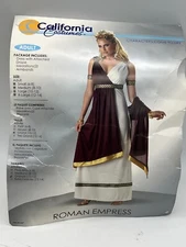 California Costumes Roman Empress Dress Size Large (10-12) White Red Gold