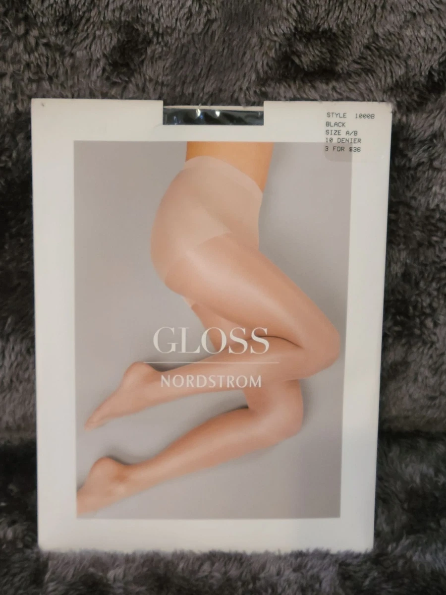 Nordstrom Gloss Control Top Pantyhose Black Size A/B Style#1000B 10 Denier