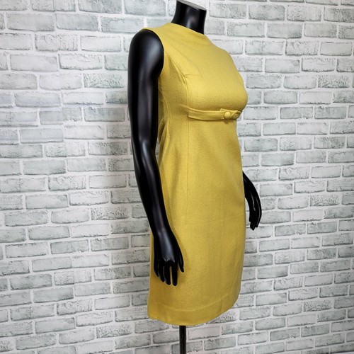 Mini abito vintage anni 60 donna XS giallo senape misto lana mod ALine Shift - Foto 6 di 9
