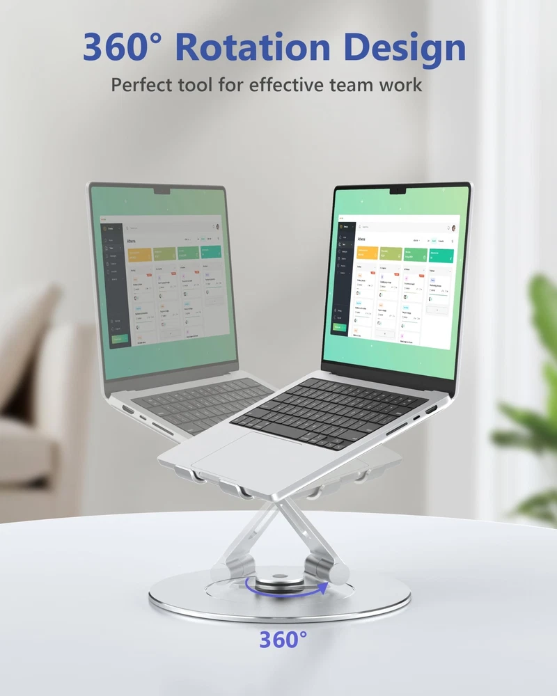 Laptop Stand for Desk with 360 Rotating Base, Ergonomic Protable Laptop Riser...