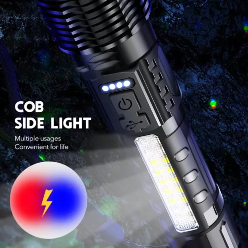 Linterna táctica LED súper brillante de 1000000 lúmenes recargable con zoom 7 modos - Imagen 9 de 40