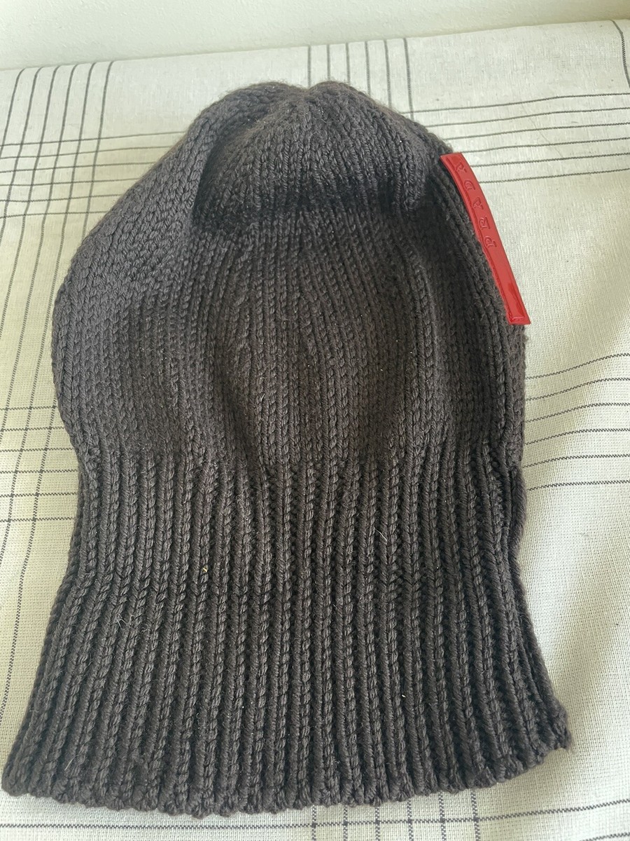 Prada Sport Brown Virgin Wool Beanie - OS 100% Wool Knit Hat