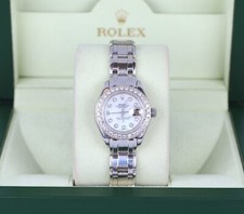 Rolex 29mm Pearlmaster 18K White Gold Perpetual AM MOP Diamond Dial Watch 69299 2