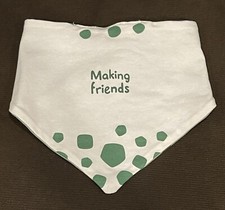 "MAKING FRIENDS" BABY BANDANA DROOL BIB GREEN  WHITE MAYORAL REVERSIBLE CHOICE
