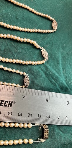 Lot Of 4 Vintage Faux Pearl Necklace Sterling Clasp - Picture 4 of 5