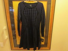 ELLEN TRACY SIZE MEDIUM SWEATER BLUE BLACK SWEATER DRESS NEW 