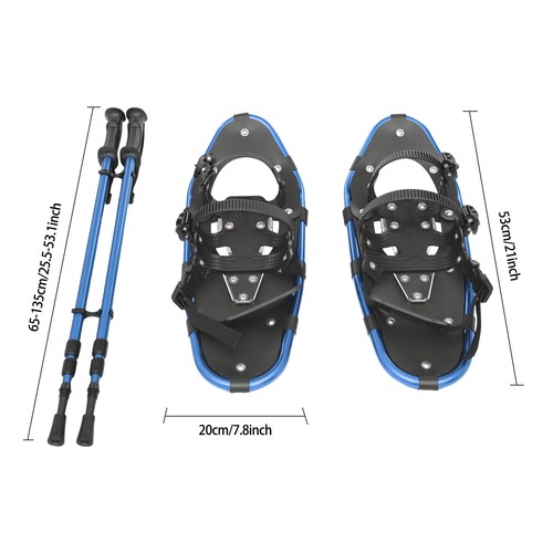 Raquetas de nieve de 21 pulgadas con bastones de trekking ajustables de 3 secciones para talla de zapato 35-40EUR - Imagen 2 de 10