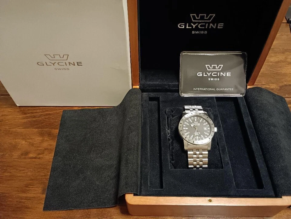 Glycine Airman 2000 GMT Automatic 200m Black Dial Back Skelton Watch - image 2 of 4