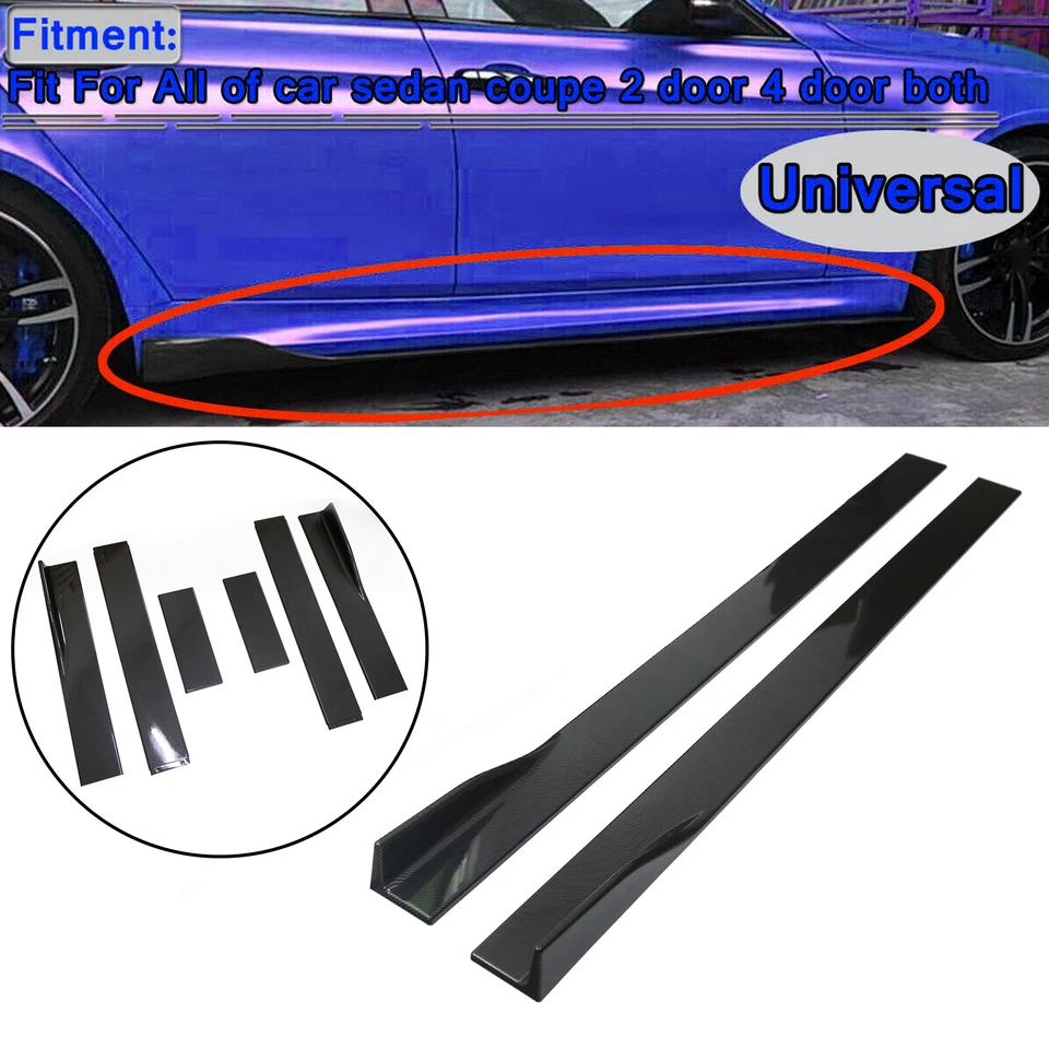 86.6" Universal Side Skirt Extensions Rocker Panel Splitters Lip Carbon Fiber - Image 4 of 4