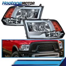 Fit For 09-12 Dodge Ram 1500 2500 3500 Black LED Tube Projector Headlights Lamps