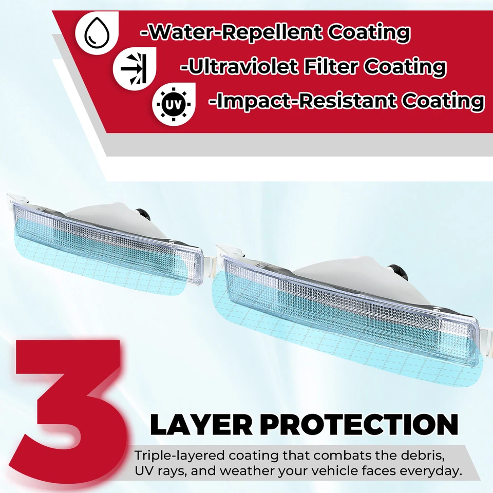 New Chrome Front Bumper Signal Lights LH & RH W/Bulbs For 1990-1994 Lexus LS400 - Image 3 of 4