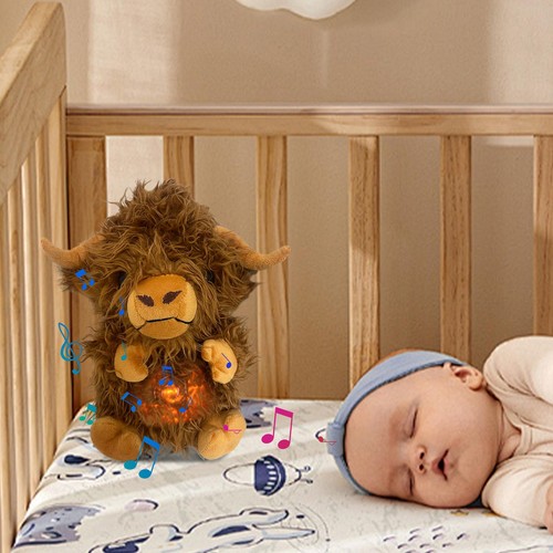 Highland Cow Infant and Toddler Sleep Soothing Doll with Music Lights & Rhythmic