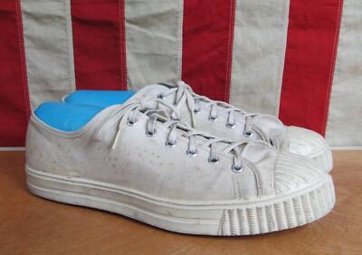 Vintage 1950s White Canvas Low Top Gym Sneakers Athletic 