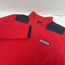 Vineyard Vines Boys Red  Blue 1/4 Zip Fleece Jacket Logo Size Large 16 
