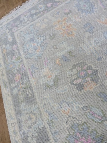 Alfombra oriental moderna Oushak G15010 gris anudada a mano 3'1 x 5'3 - Imagen 6 de 7