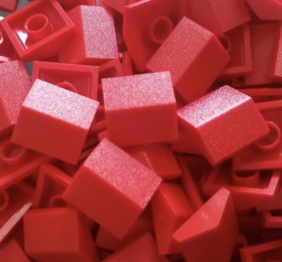 Lego 24 Pieces Red Slope (25°) 2x2 Double / House Roof Top Bulk Parts #3300