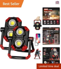 2 Pack LED Work Light Rechargeable Portable Flood Lamp with Magnet & 360° Stand