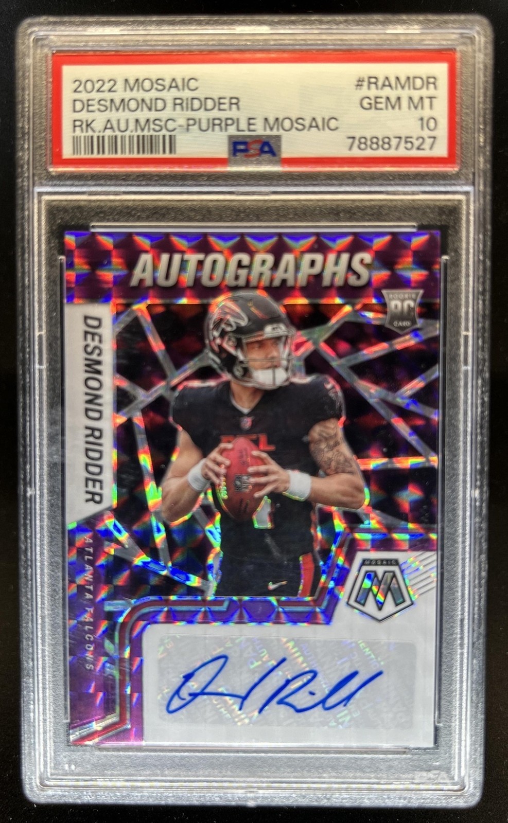 Desmond Ridder Panini Mosaic Rookie Autograph Mosaic #RAMDR Purple