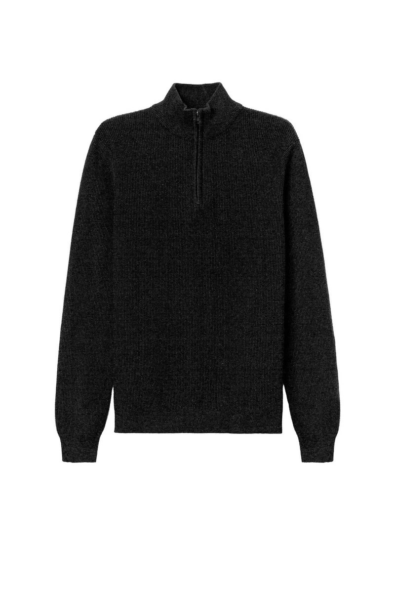 Maglione Uomo Mezza Zip Con Collo Alto - Tessuto Morbidissimo Misto Cotone - Per Autunno E Inverno - 2