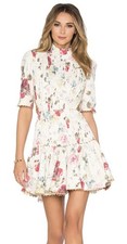 Zimmermann Runway Mischief Floral Corset Linen Dress Sz AU 2 US S-M