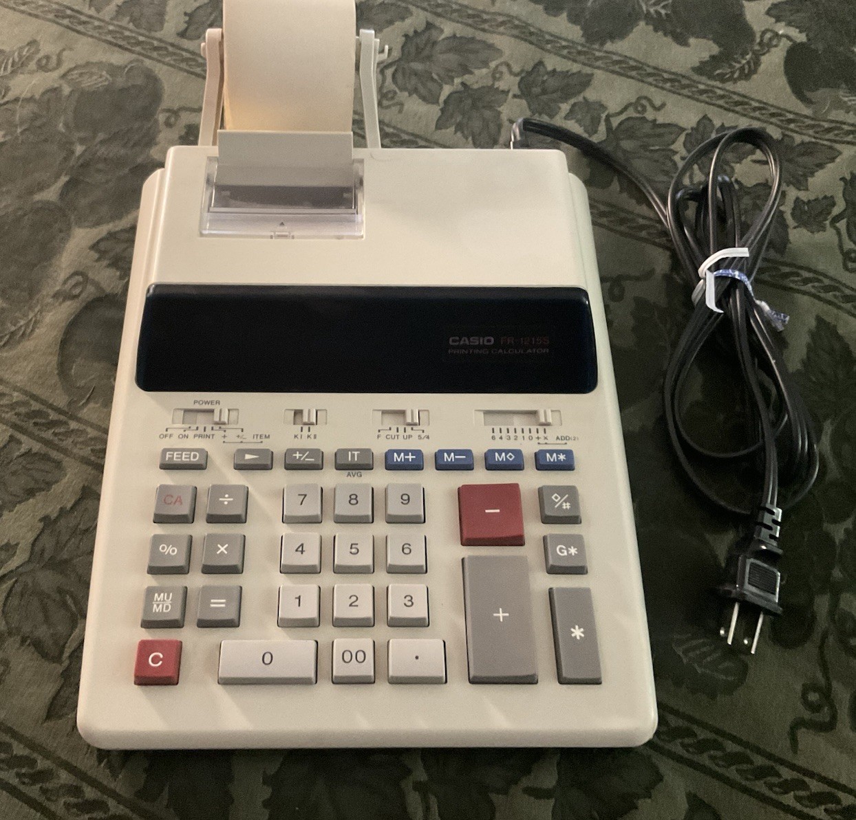 CASIO Printing Calculator FR-1215S Retro Beige Electronic Desktop Used Works