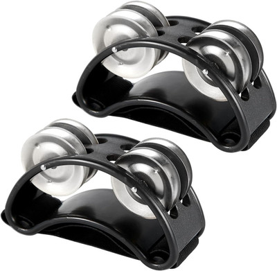 2 Stück Fußtambourin, Fuß-Shaker Percussion-Pedal Fußtrommel mit Stahl-Glöckchen