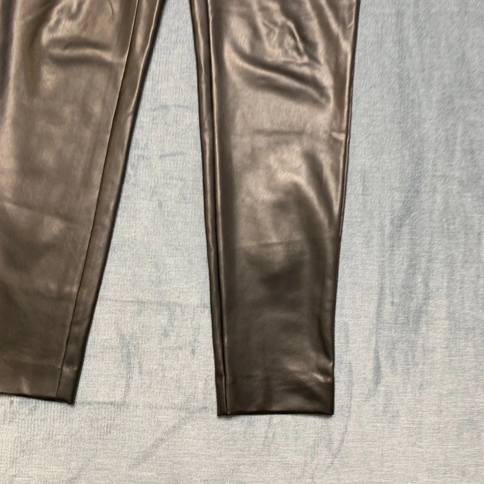 Calvin Klein Faux Leather Pants Womens Medium Black Slim Fit Skinny Leg Business - Image 2 of 4