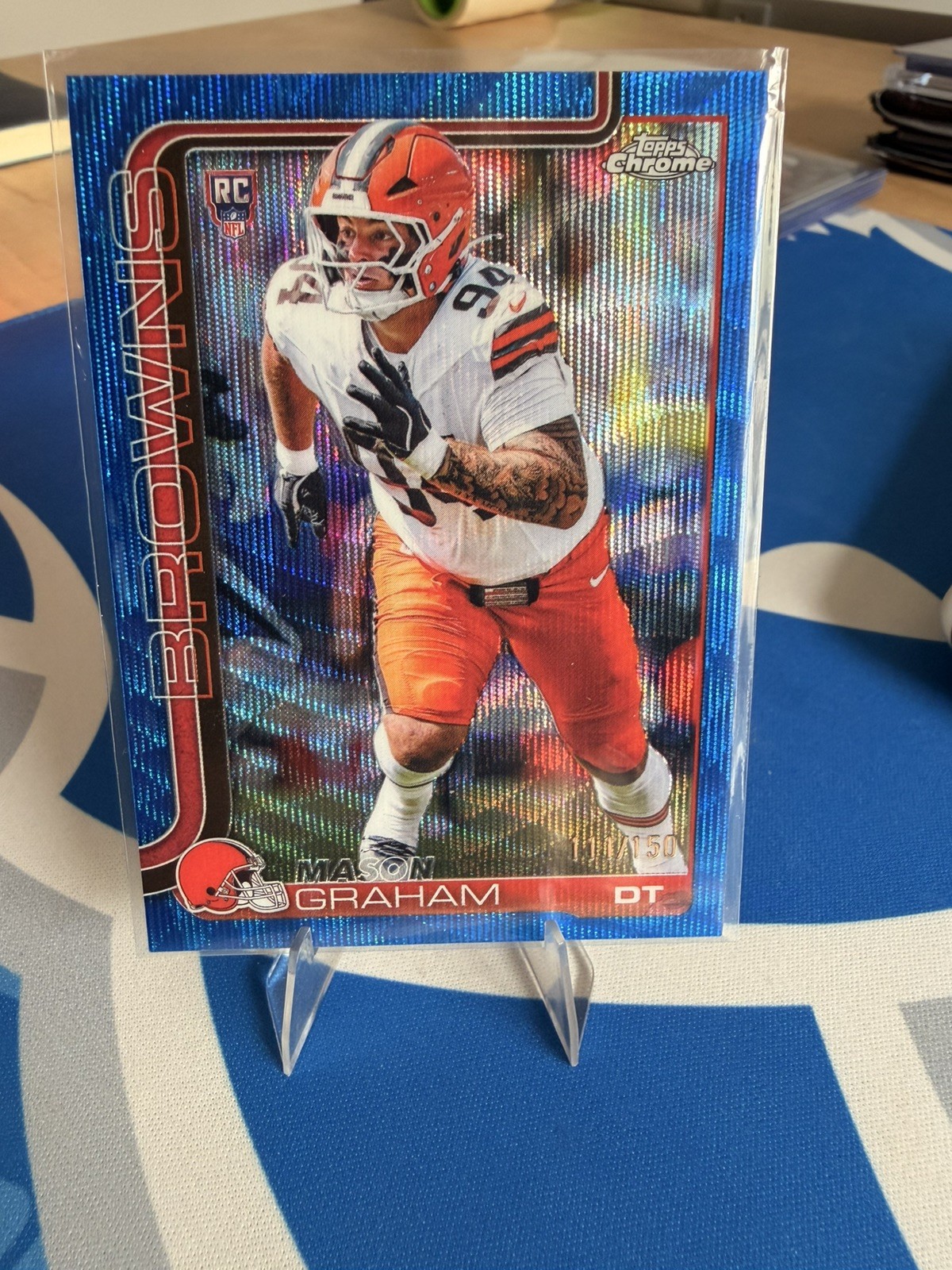 2025 Topps Chrome NFL MASON GRAHAM RC Blue Wave Refractor /150 - Browns