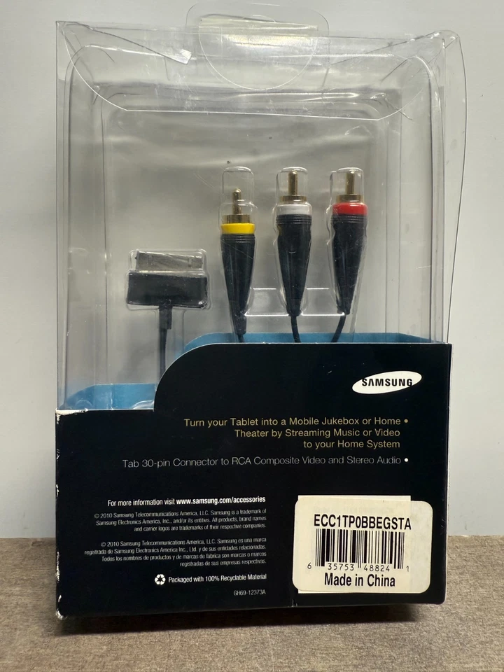 Composite Stereo Video Sync Cable for Samsung Galaxy Tab 30-Pin Media Stream OEM - Image 2 of 2