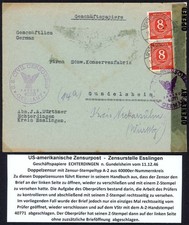 All. Besetzung Brief ECHTERDINGEN 11.12.46 - GUNDELSHEIM, US-Doppelzensur  [313]